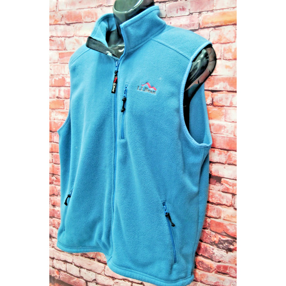 Vintage L.L. Bean Vest Mens Blue Fleece Logo Zipper Pockets Mock Neck Outdoor - Picture 4 of 7